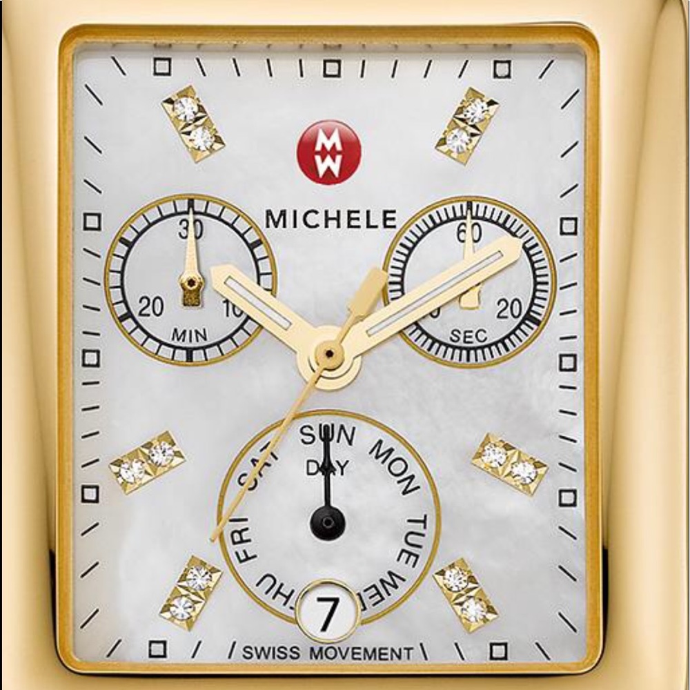 Gold face deco Michele watch